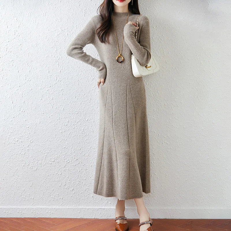 Merino knit crew dress