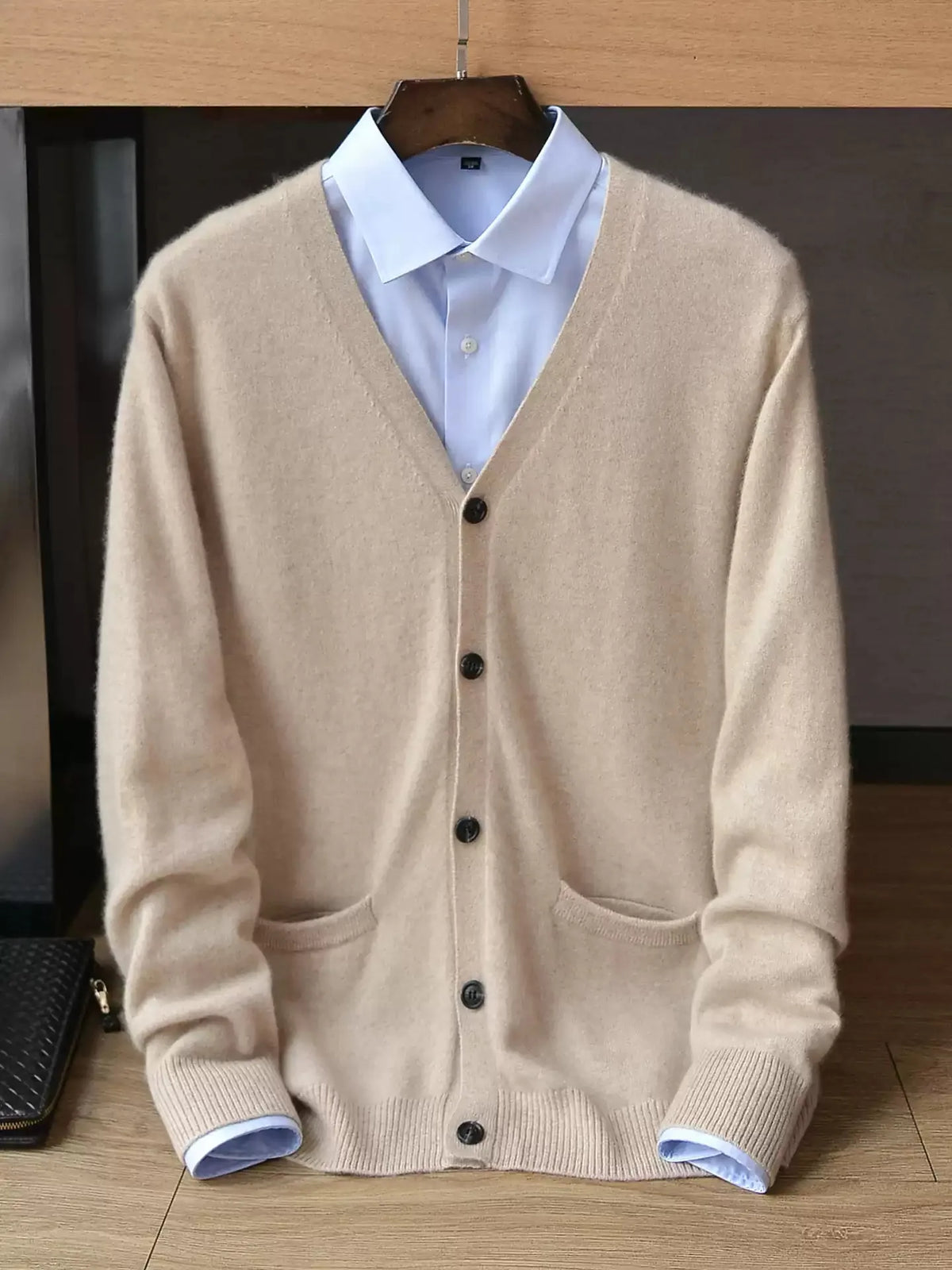 Men's cashmere V-neck cardigan