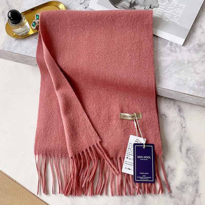 Large cashmere fringed scarf