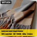 Fringed colour-block lambswool throw