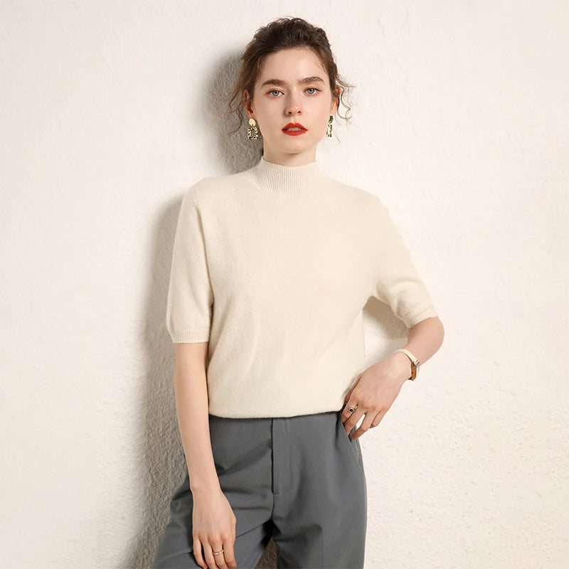 Cashmere Mock-Neck Tee