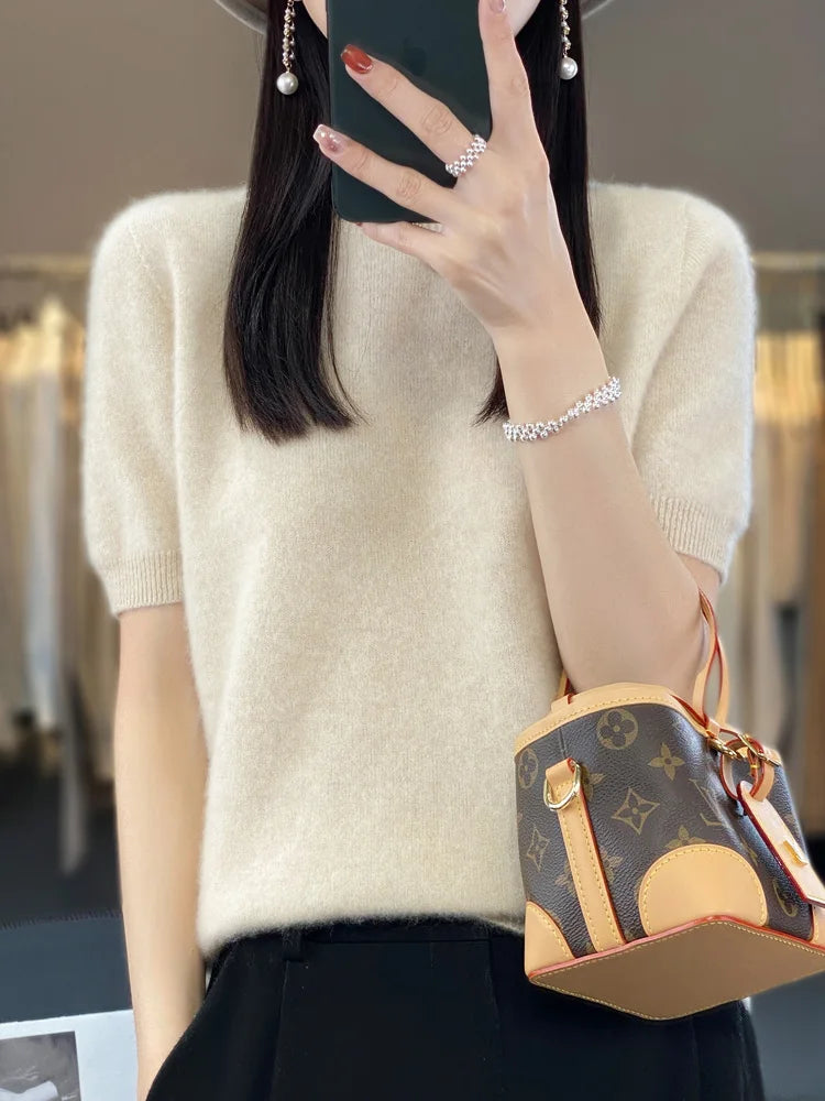 Women's fine wool knit tee