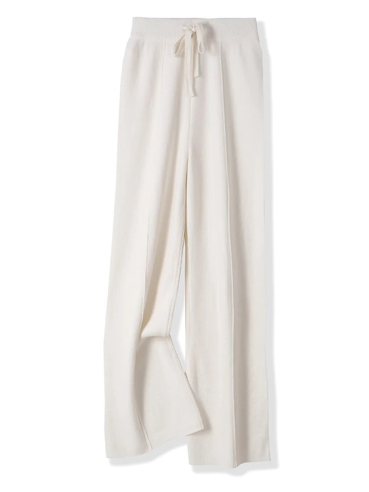 Merino wide-leg knit trousers