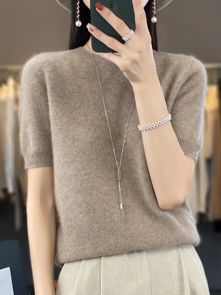 Women's fine wool knit tee