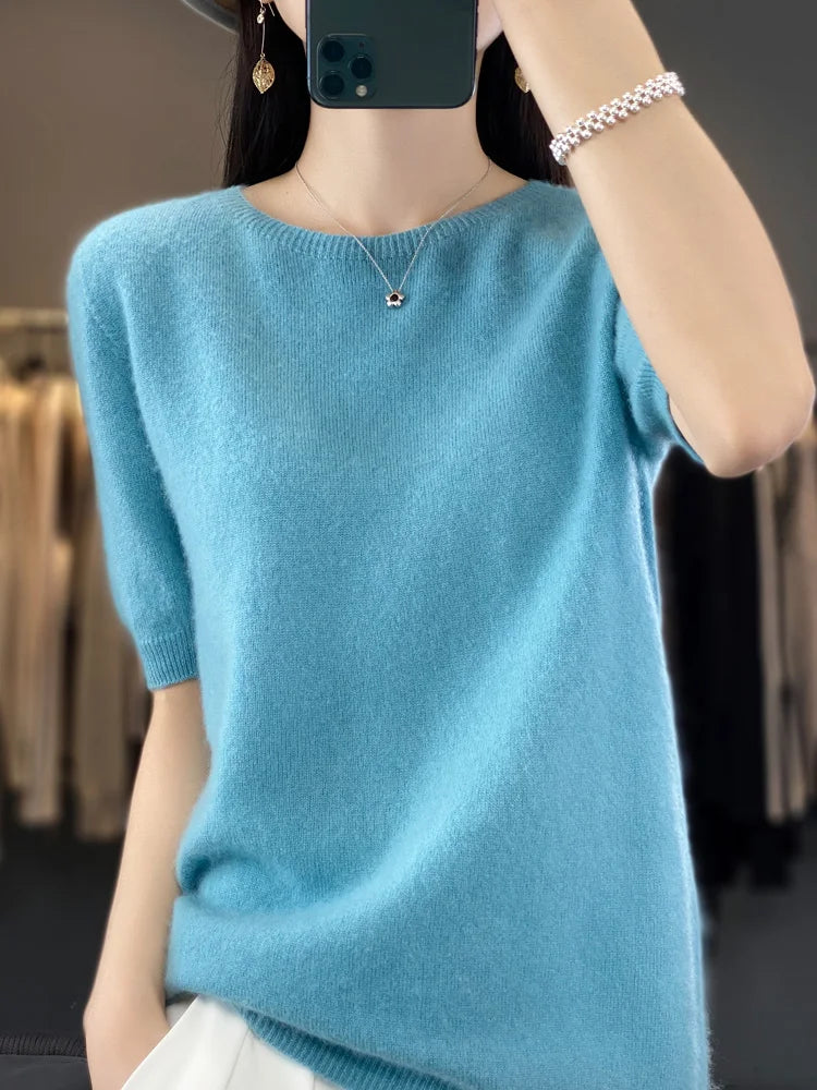 Women's fine wool knit tee