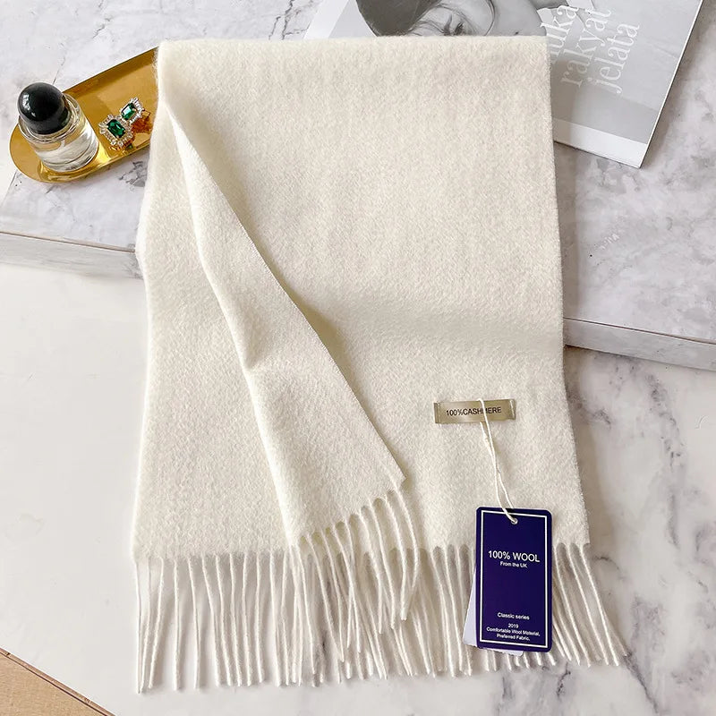 Large cashmere fringed scarf