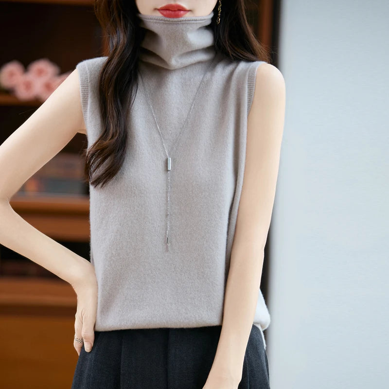 Sleeveless Merino Turtleneck