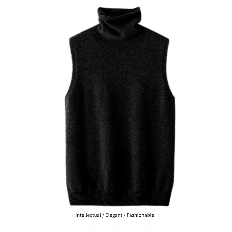 Women's wool sleeveless mock-neck knit top