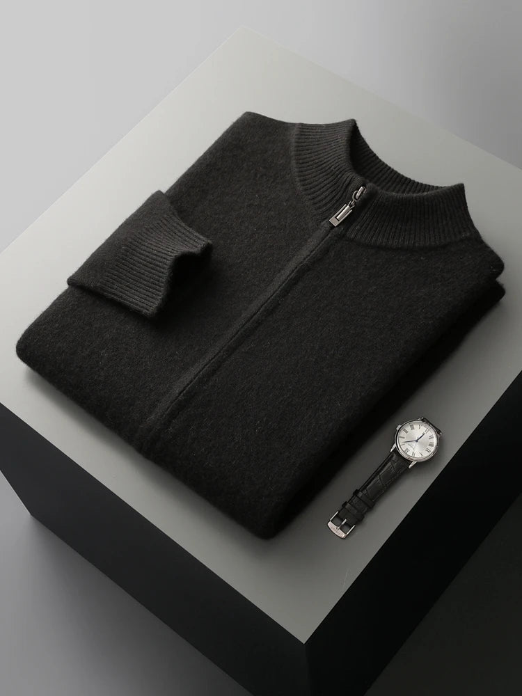 Men's merino zip cardigan