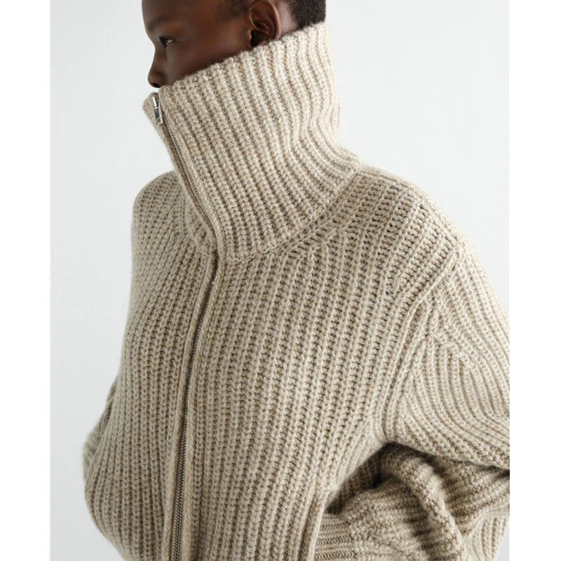 Women's alpaca-yak zip cardigan