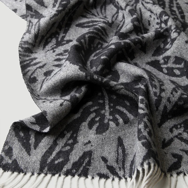 Leaf Jacquard Wool Throw