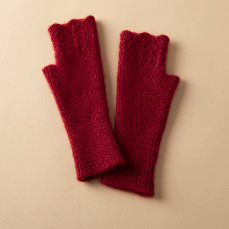 Cashmere half-finger gloves