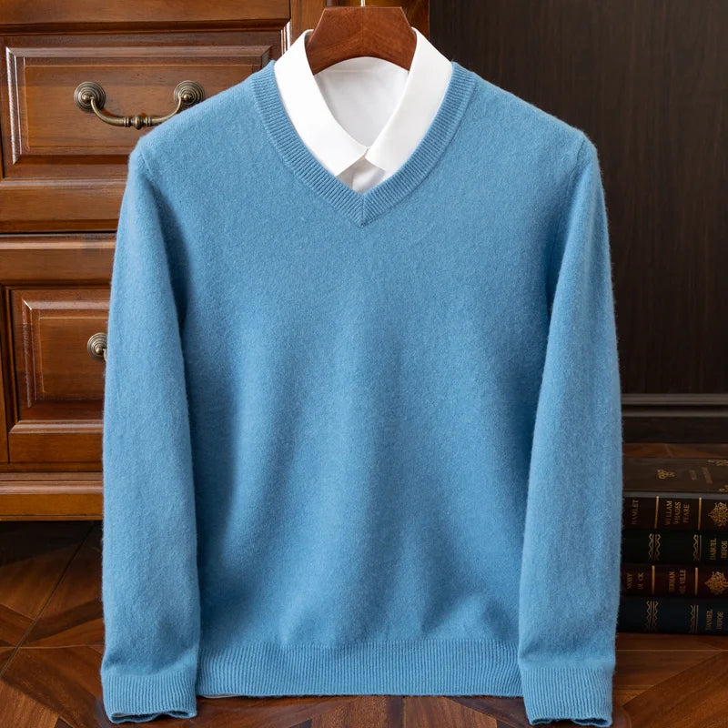 Men's merino V-neck sweater