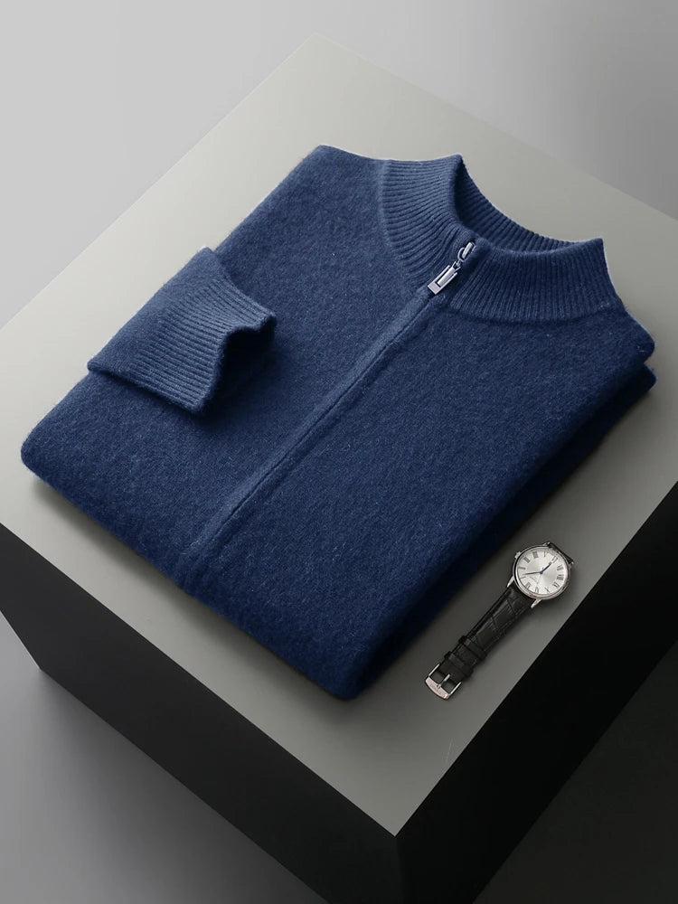 Men's merino zip cardigan