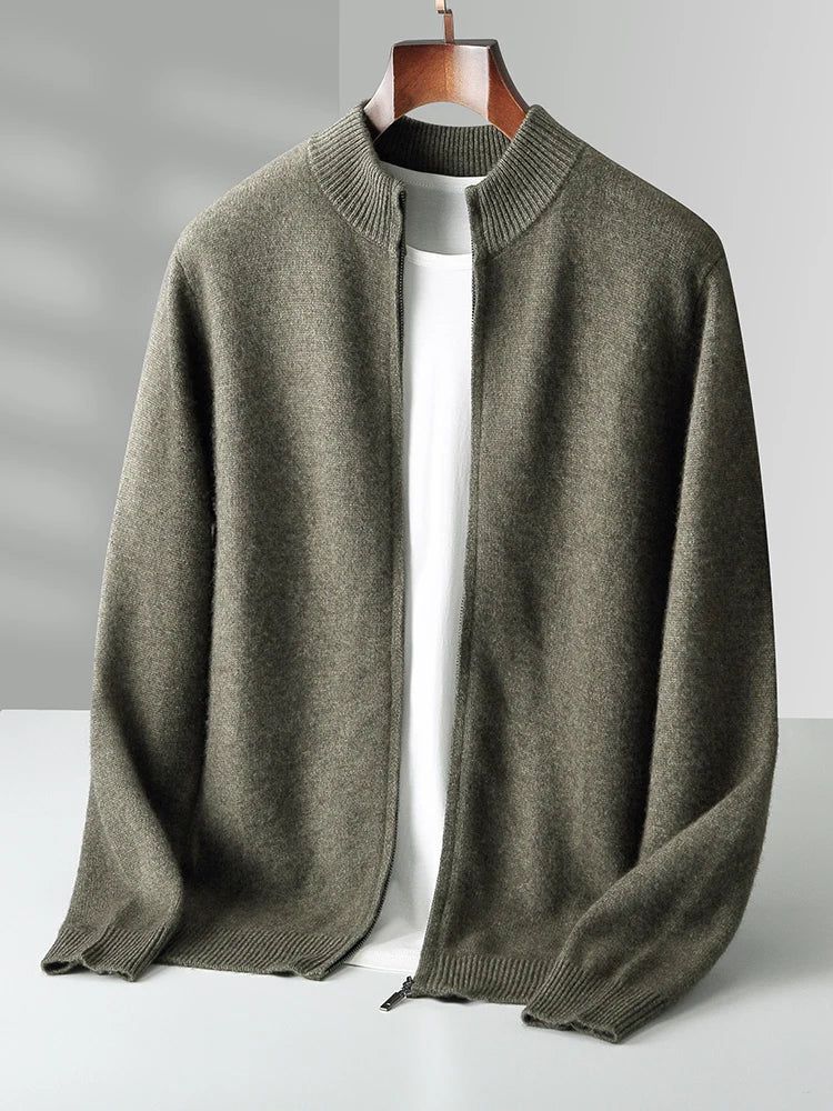 Men's merino zip cardigan