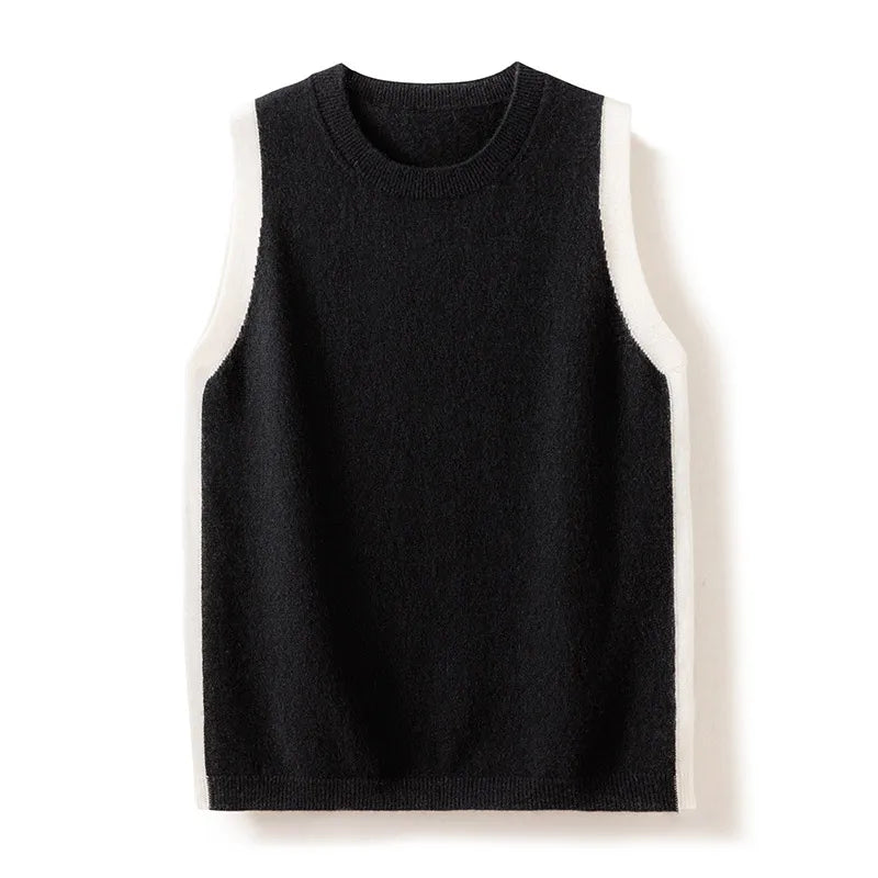 Contrast-Trim Cashmere Vest