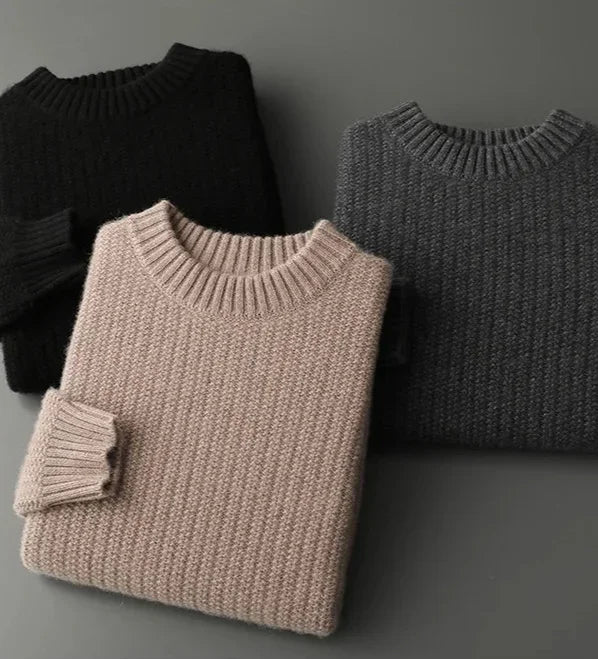 Men's cashmere textured-rib crewneck