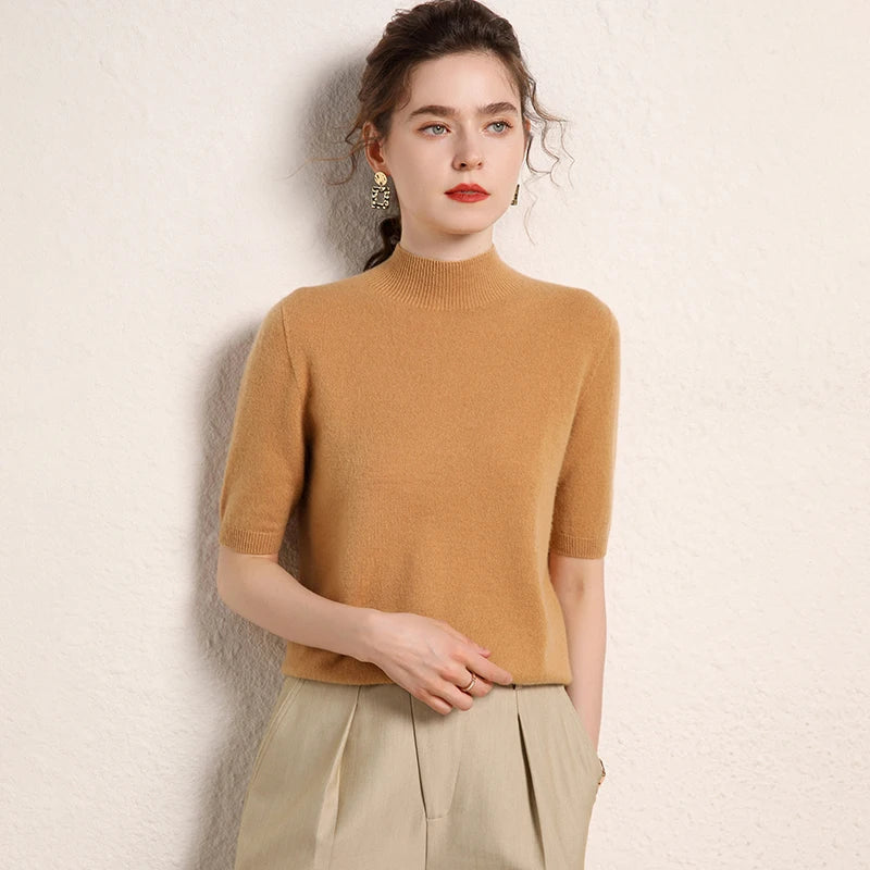 Cashmere Mock-Neck Tee