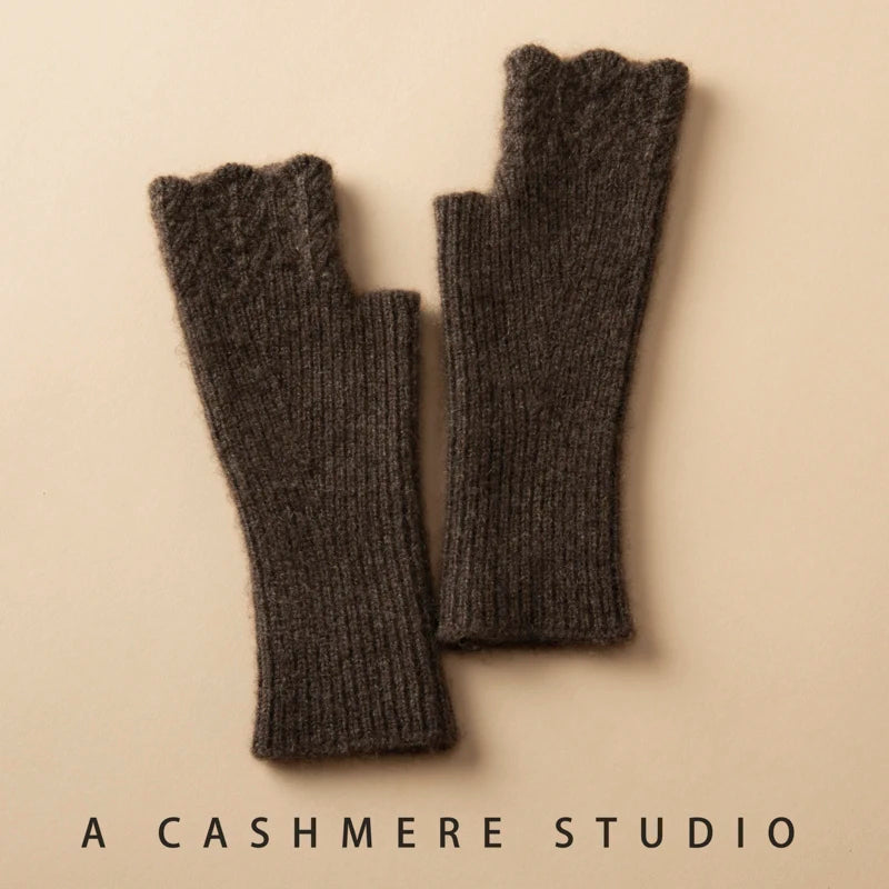 Cashmere half-finger gloves