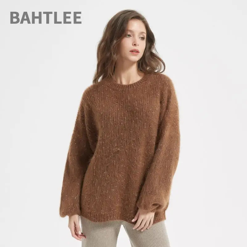 Women's brushed alpaca-blend crewneck