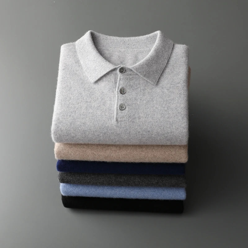 Men's cashmere polo sweater