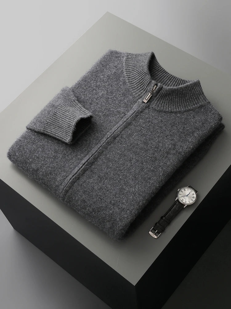 Men's merino zip cardigan