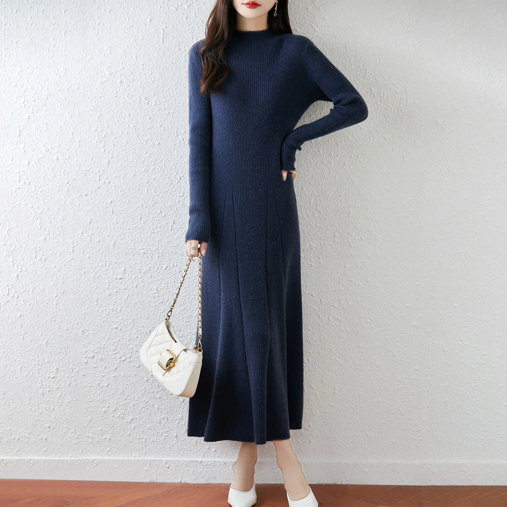 Merino knit crew dress