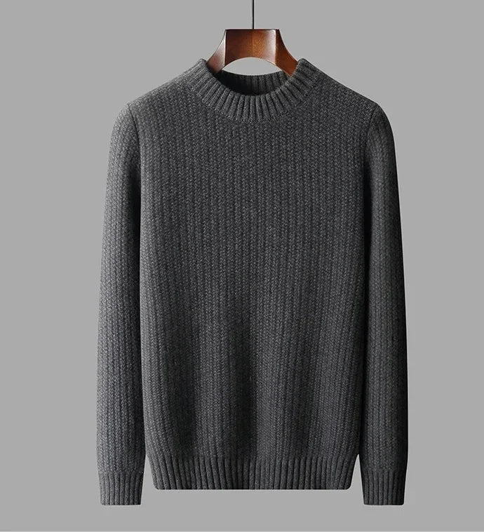Men's cashmere textured-rib crewneck