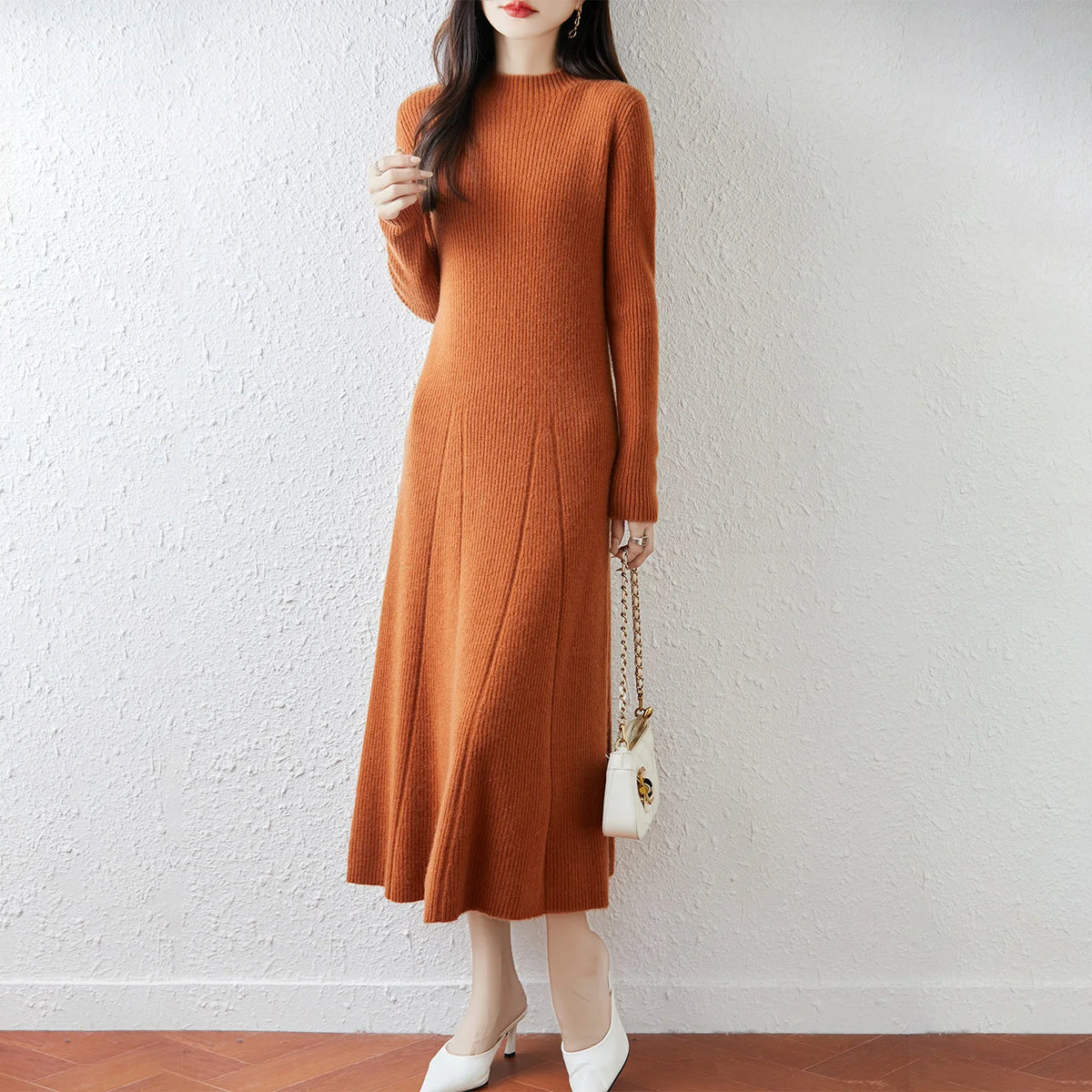 Merino knit crew dress