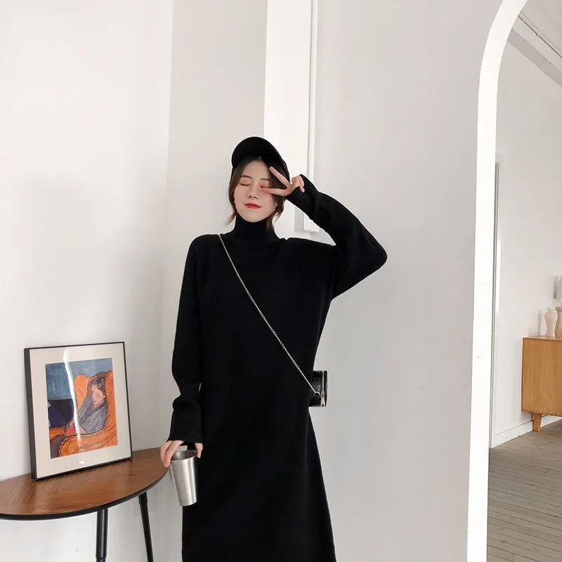 Mid-length cashmere sweater dress