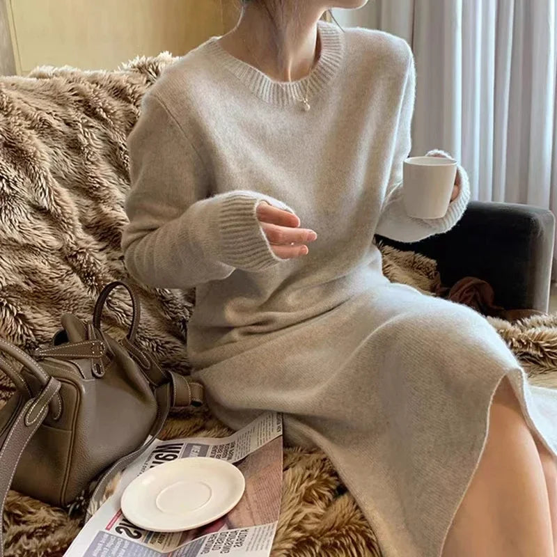 Cashmere knee-length crew dress