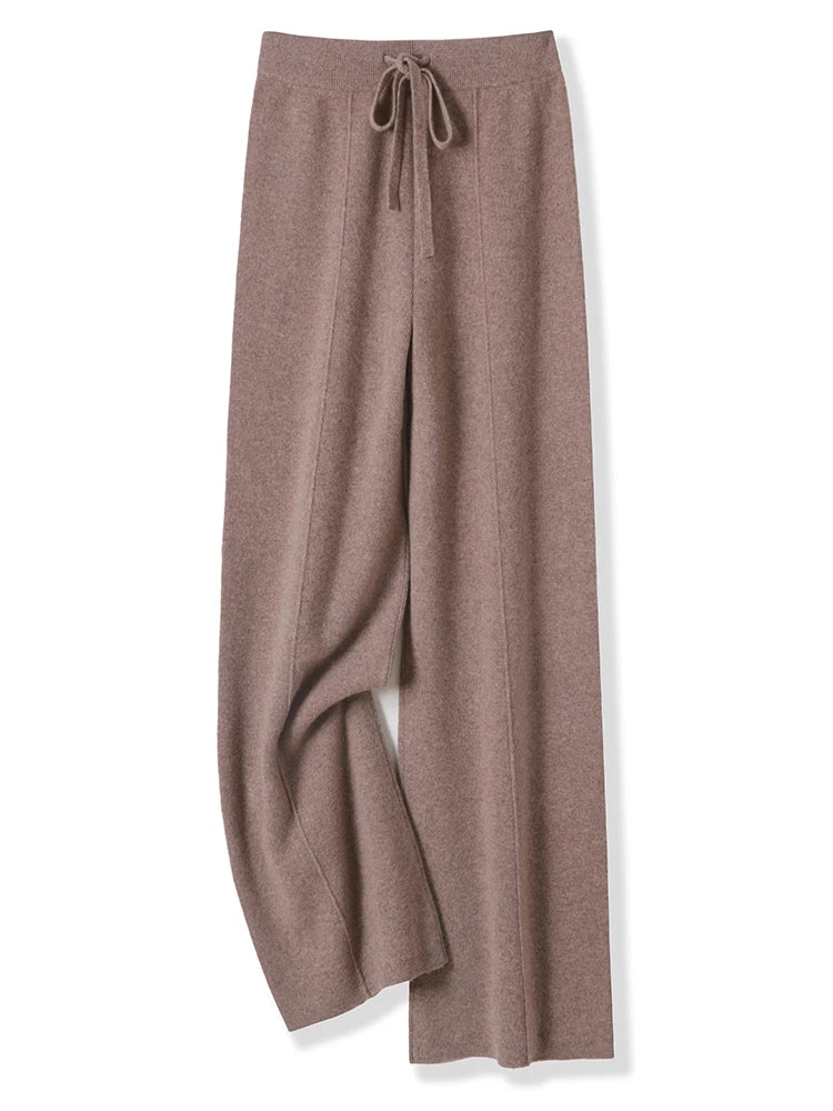 Merino wide-leg knit trousers
