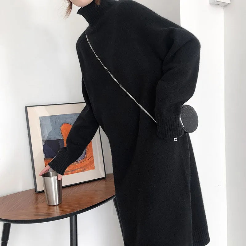 Mid-length cashmere sweater dress