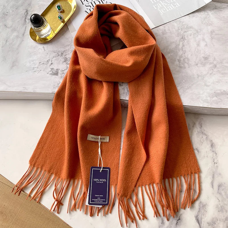 Large cashmere fringed scarf