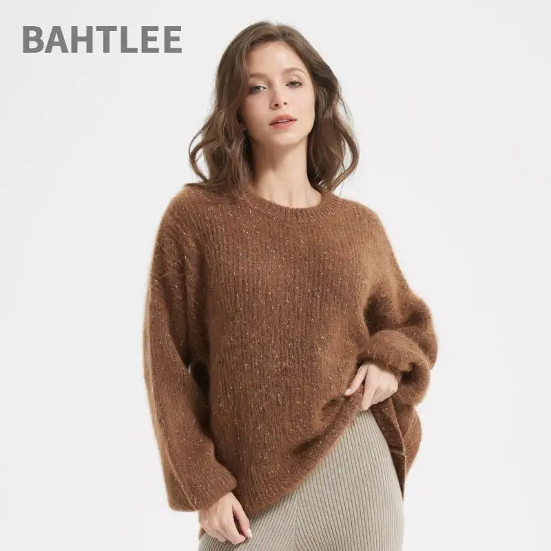 Women's brushed alpaca-blend crewneck