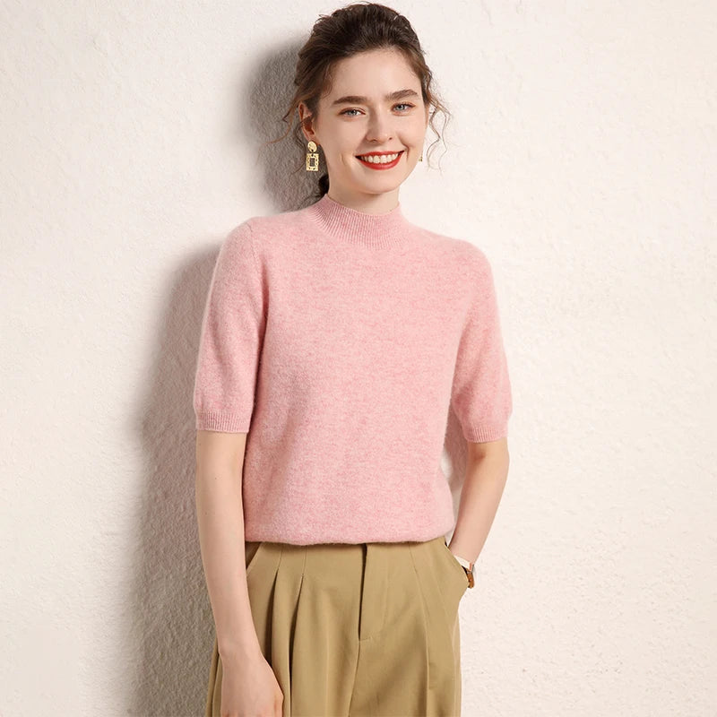 Cashmere Mock-Neck Tee
