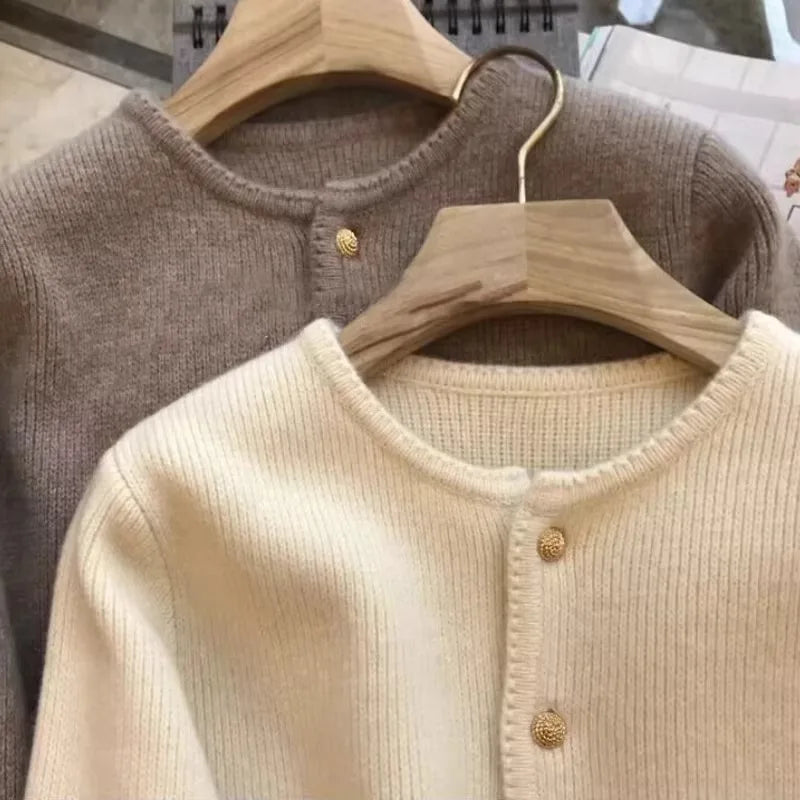 Women's cashmere crew cardigan