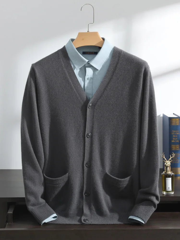 Men's cashmere V-neck cardigan