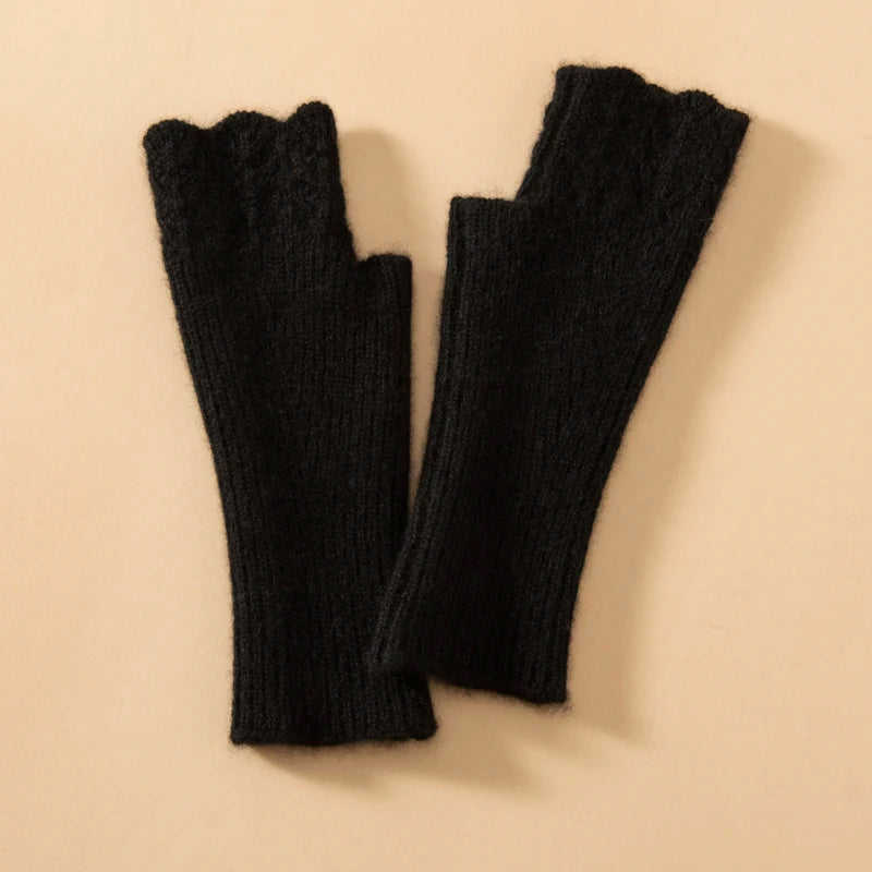 Cashmere half-finger gloves