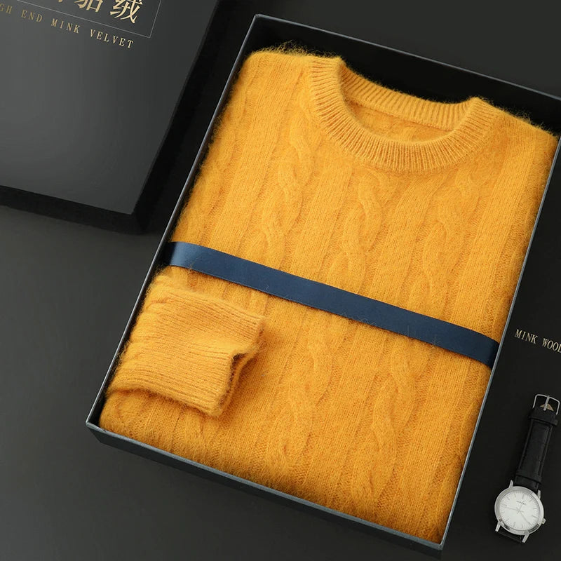 Men's cashmere cable crewneck