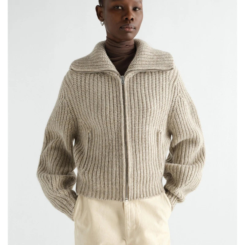 Women's alpaca-yak zip cardigan