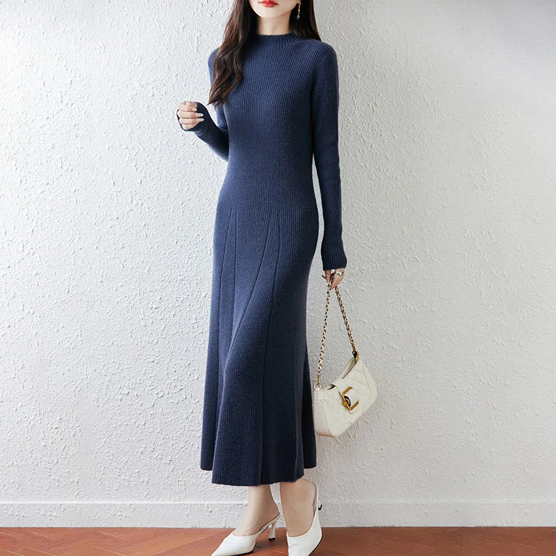 Merino knit crew dress