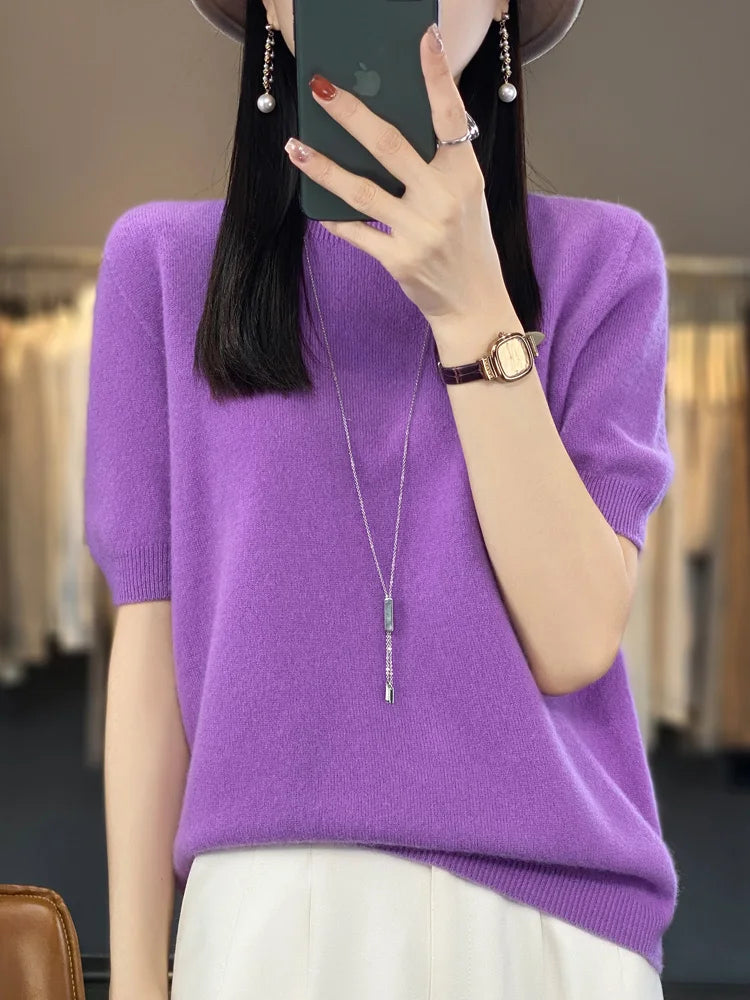 Women's fine wool knit tee