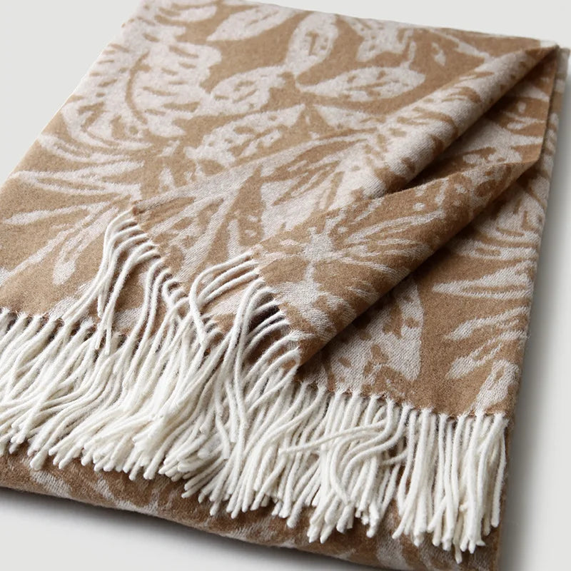 Leaf Jacquard Wool Throw
