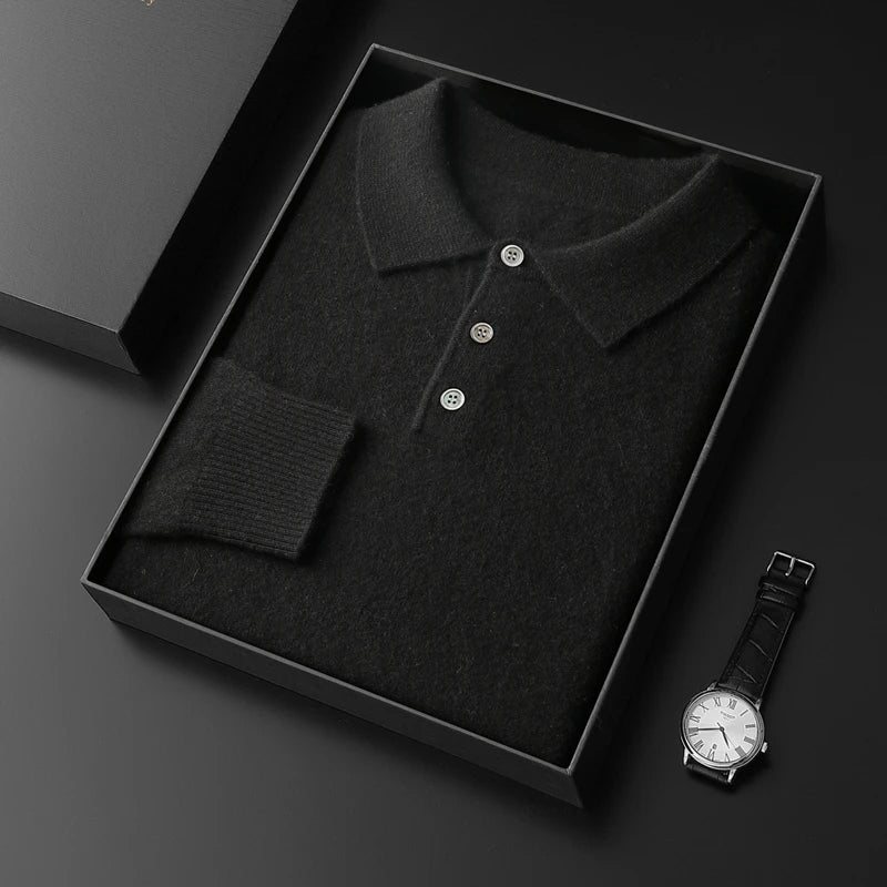 Men's cashmere polo sweater