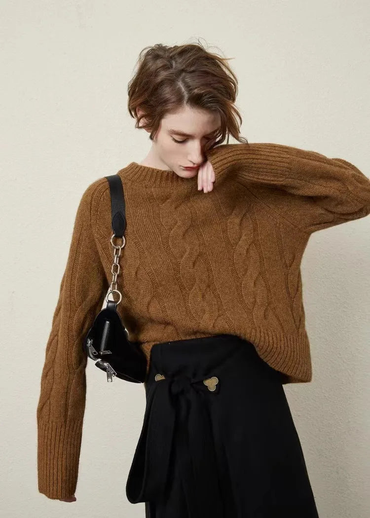 Women's cashmere cable crewneck
