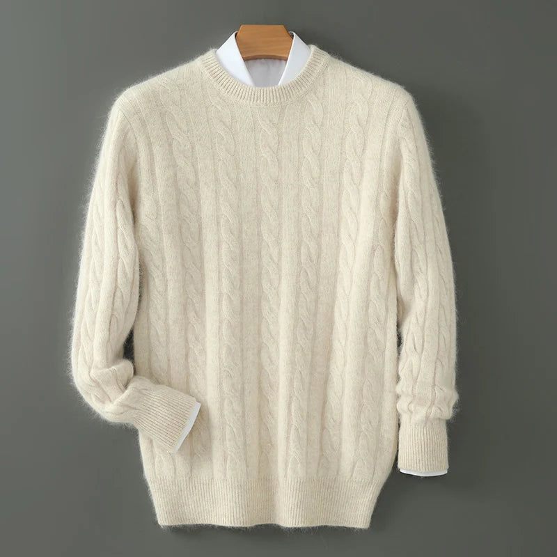 Men's cashmere cable crewneck