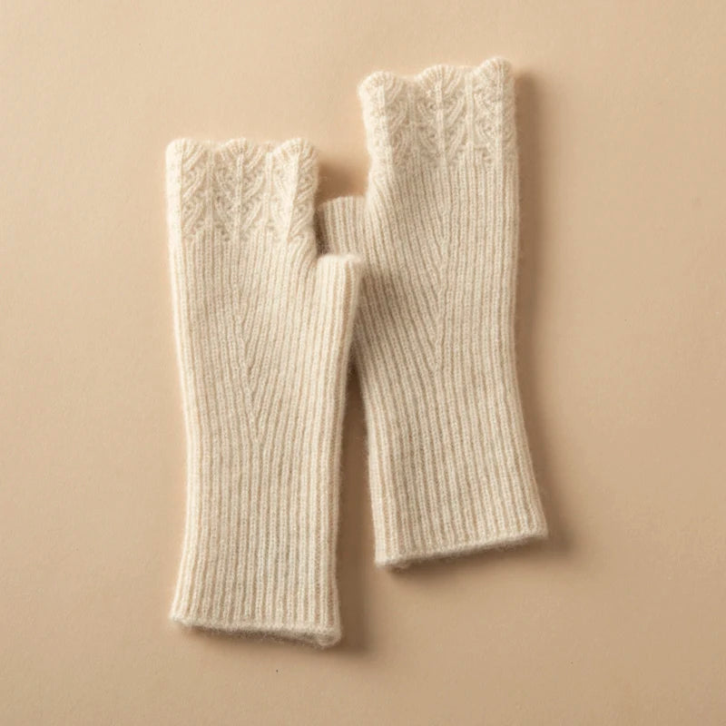 Cashmere half-finger gloves