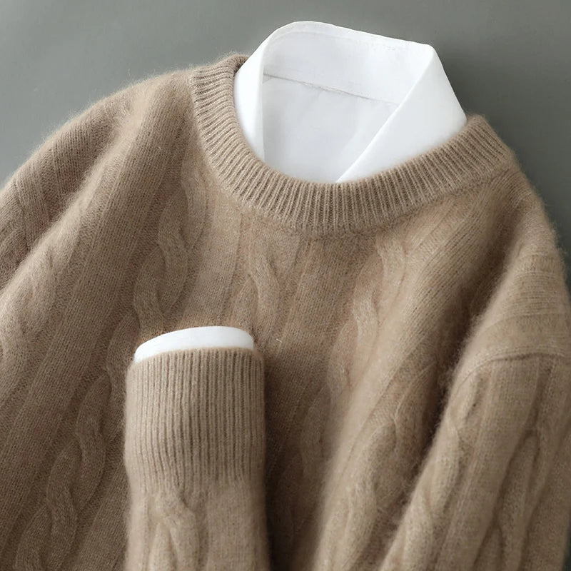 Men's cashmere cable crewneck