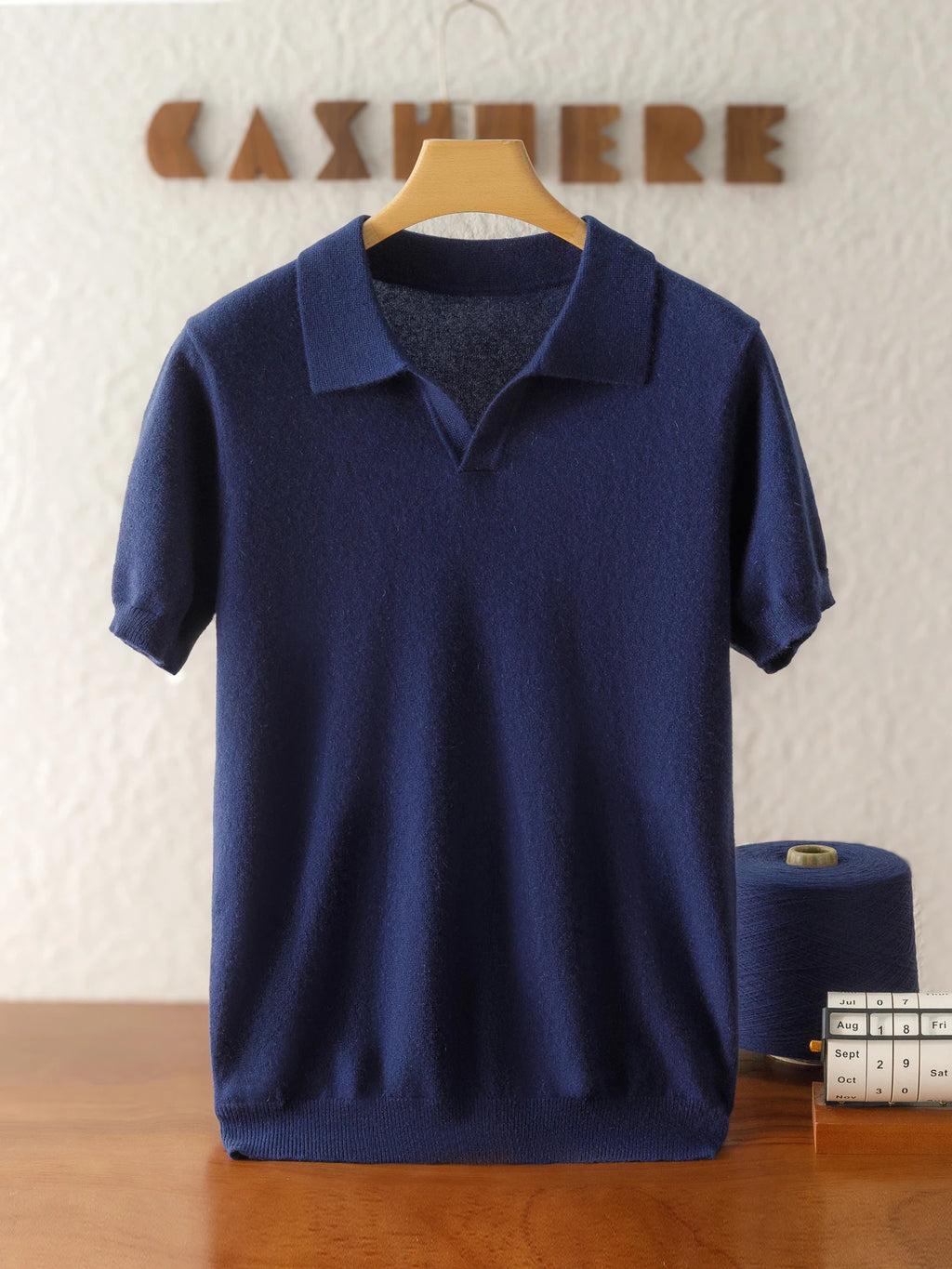 Open-Collar Cashmere Polo Tee